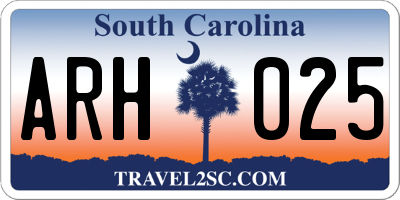 SC license plate ARH025