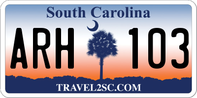 SC license plate ARH103