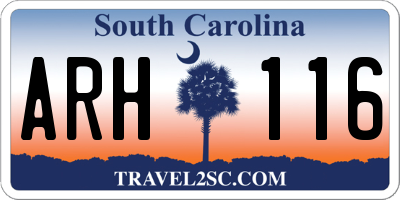 SC license plate ARH116
