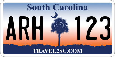 SC license plate ARH123