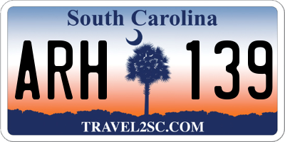 SC license plate ARH139