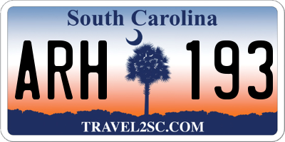 SC license plate ARH193