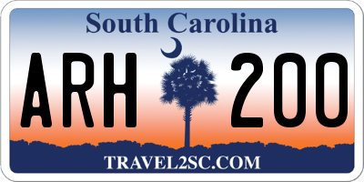 SC license plate ARH200