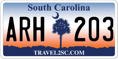 SC license plate ARH203