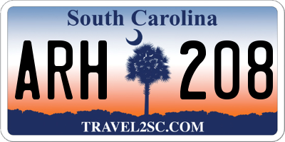 SC license plate ARH208