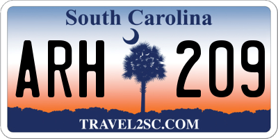 SC license plate ARH209