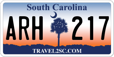 SC license plate ARH217