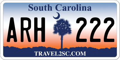 SC license plate ARH222