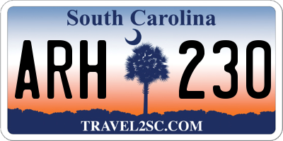 SC license plate ARH230