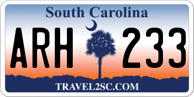 SC license plate ARH233
