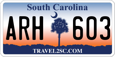 SC license plate ARH603