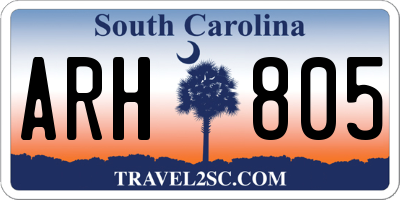 SC license plate ARH805