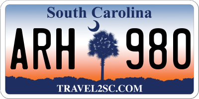 SC license plate ARH980