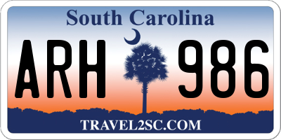 SC license plate ARH986