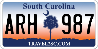 SC license plate ARH987