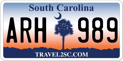 SC license plate ARH989