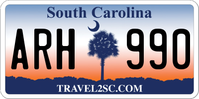 SC license plate ARH990