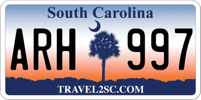 SC license plate ARH997