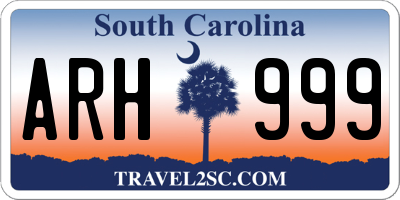 SC license plate ARH999
