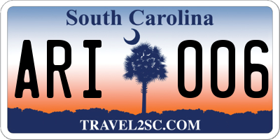 SC license plate ARI006