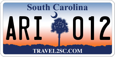 SC license plate ARI012