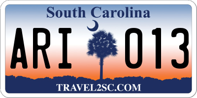 SC license plate ARI013