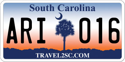 SC license plate ARI016
