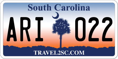 SC license plate ARI022