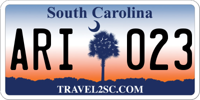 SC license plate ARI023