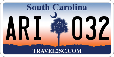 SC license plate ARI032