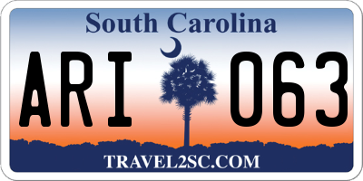 SC license plate ARI063