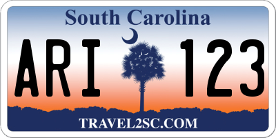 SC license plate ARI123