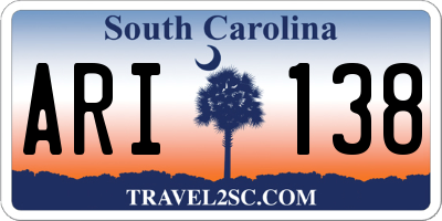 SC license plate ARI138