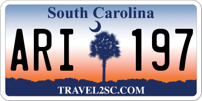 SC license plate ARI197