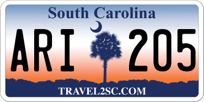 SC license plate ARI205