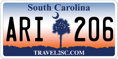 SC license plate ARI206