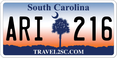 SC license plate ARI216