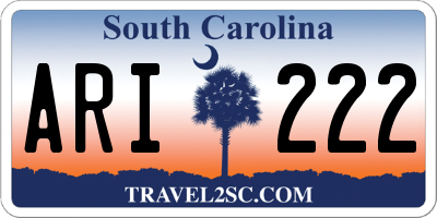 SC license plate ARI222