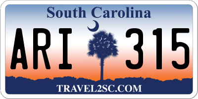 SC license plate ARI315