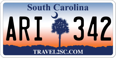 SC license plate ARI342