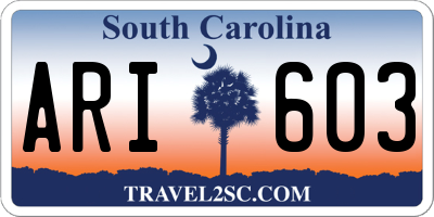 SC license plate ARI603