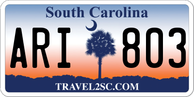 SC license plate ARI803