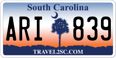 SC license plate ARI839