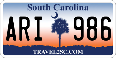 SC license plate ARI986