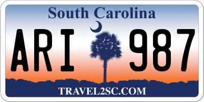 SC license plate ARI987