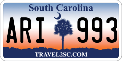 SC license plate ARI993