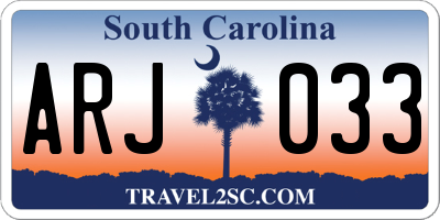 SC license plate ARJ033