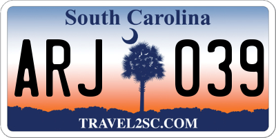 SC license plate ARJ039