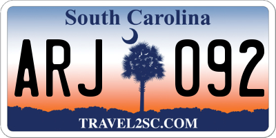 SC license plate ARJ092
