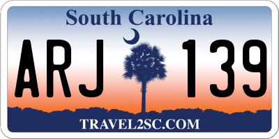 SC license plate ARJ139